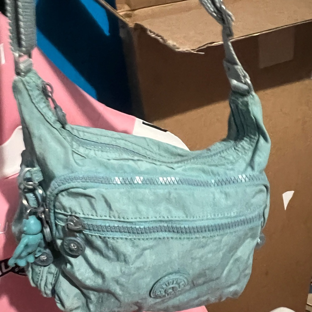 Kipling Multi-Pocket Shoulder Bag in Seafoam turquoise